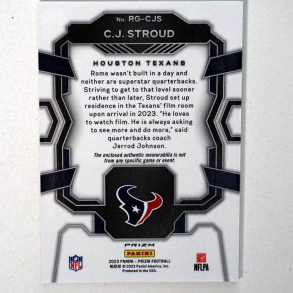 2023 Panini Prizm C.J. Stroud Rookie Gear Patch Neon Green Pulsar RC #RG-CJS - Picture 2 of 2